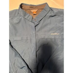 Eddie Bauer Button Down Shirt Long Sleeve Outdoor Travel Blue Womens L